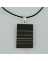 Pendentif ébène et hêtre sur chaine cuir