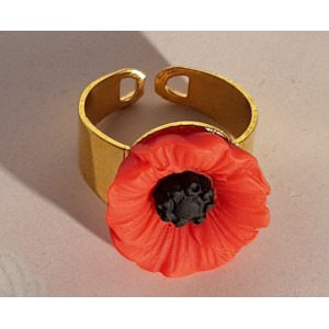 Bague réglable coquelicot