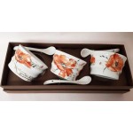 Set de 3 coupelles décor coquelicot