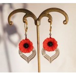 Boucles d'oreilles coquelicots sur coeur