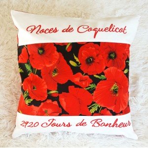 Coussin Noces de coquelicot à personnaliser