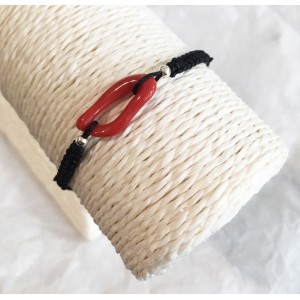 Bracelet mixte corail avec perles argent