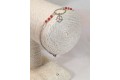 Bracelet en argent, perles de corail et charm trèfle