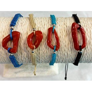 Bracelet mixte corail avec perles argent