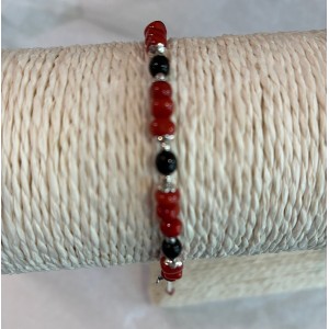 Bracelet perles corail et onyx 