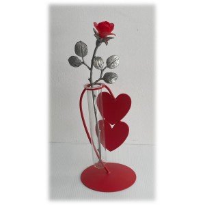 Rose en étain avec support