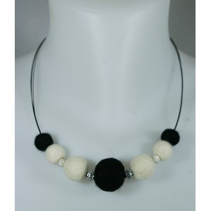 Collier Laine Noir Blanc