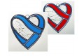 Coeur enlacé en  vitrail (rouge, bleu)